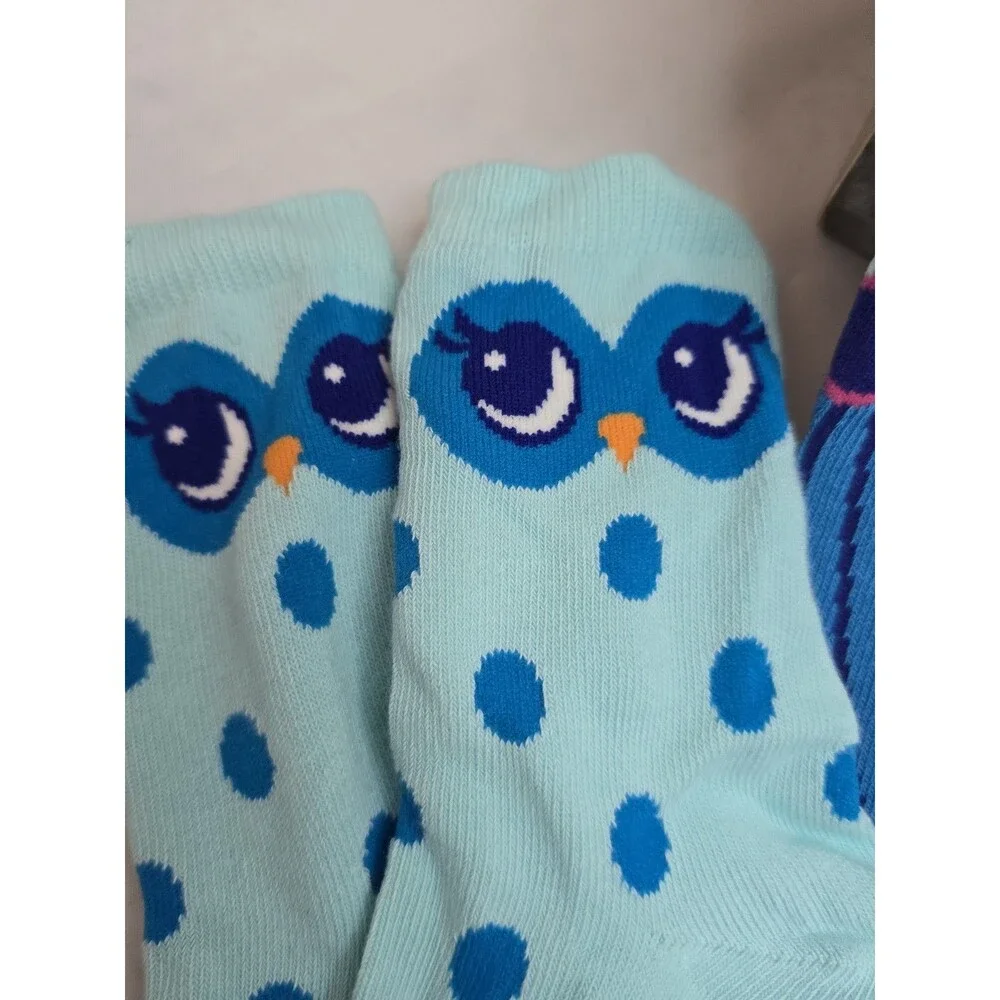 Lot of 4 Pairs Girls Crew Socks Owl Mermaid Unicorn Pineapple Medium New